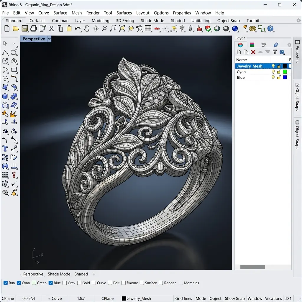 Modellazione 3D CAD anello organico - software CAD 3D